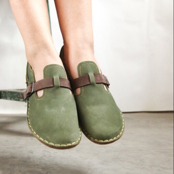 Handmade green loafers suede shoes - Picture 1 of 4